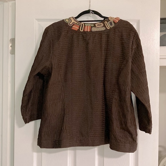 Perfect Condition Autumn Fall Weather Beaded Collar Swing Jacket with Snaps - Picture 4 of 7